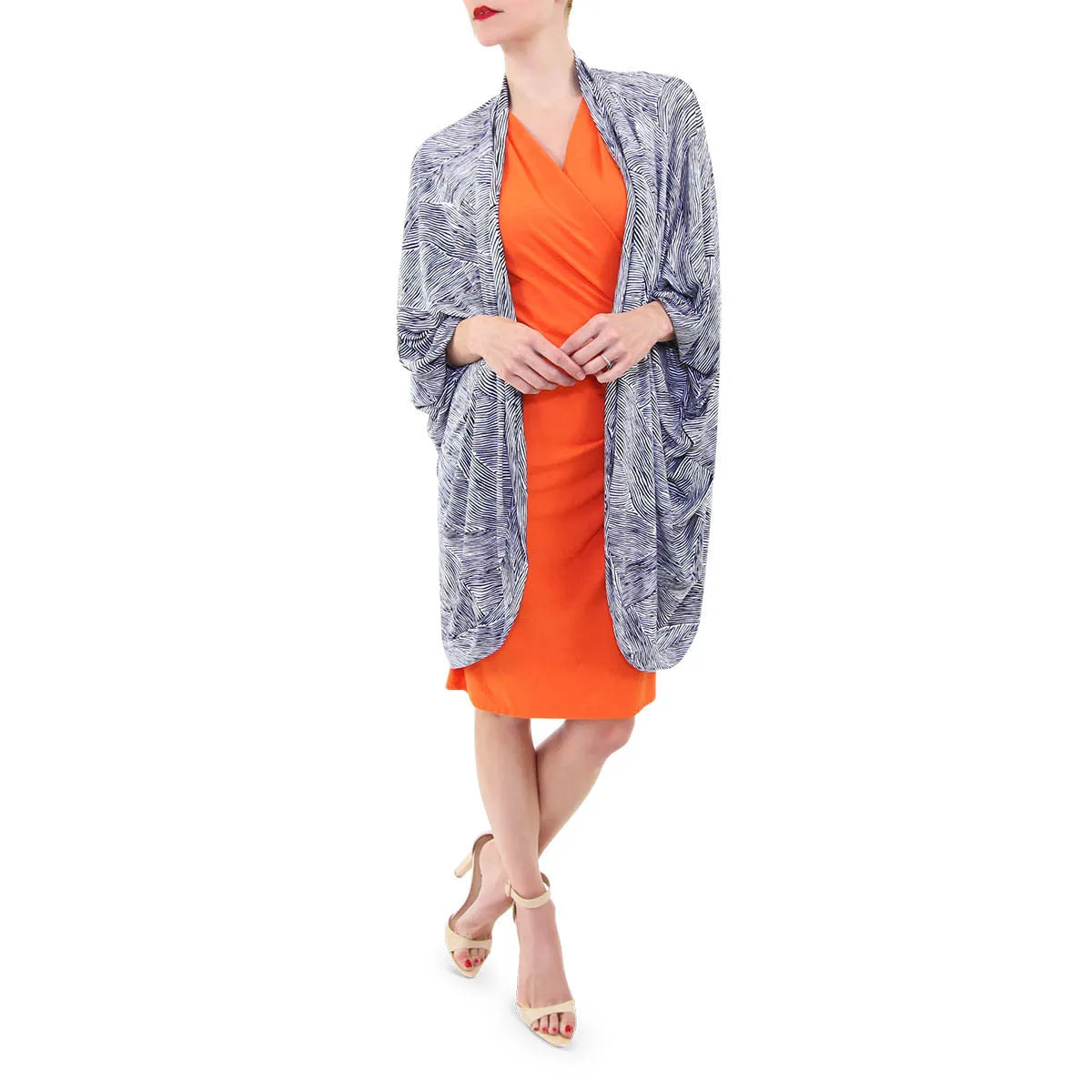 Siri Drape Cardigan in Navy Print