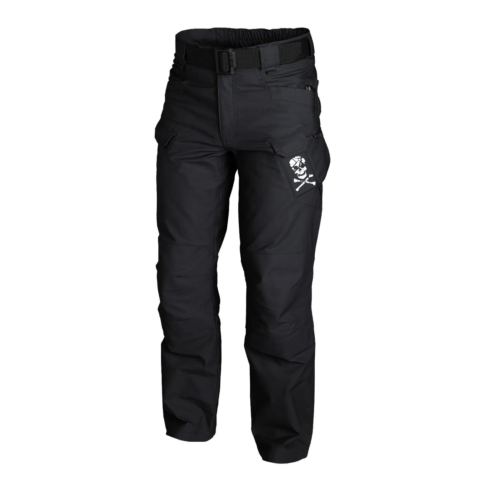 SKULL GRAPHIC OUTDOOR WEARABLE QUICK DRY MULTI-POCKET CARGO PANTS WITHOUT BELT