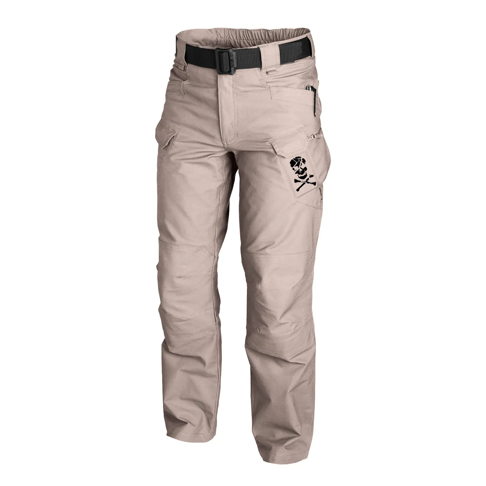 SKULL GRAPHIC OUTDOOR WEARABLE QUICK DRY MULTI-POCKET CARGO PANTS WITHOUT BELT