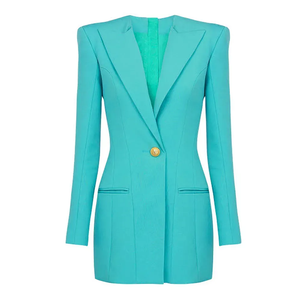 Slim Solid Blazers For Women Notched Collar Long Sleeves Single Button Spliced Zipper Elegant Blazer Female Fashion