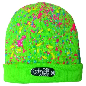 SPLATTERED BEANIE NEON GREEN - NEON MULTI