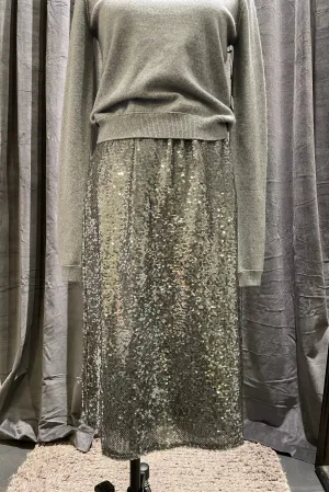 Steel Shimmer Sequin Skirt