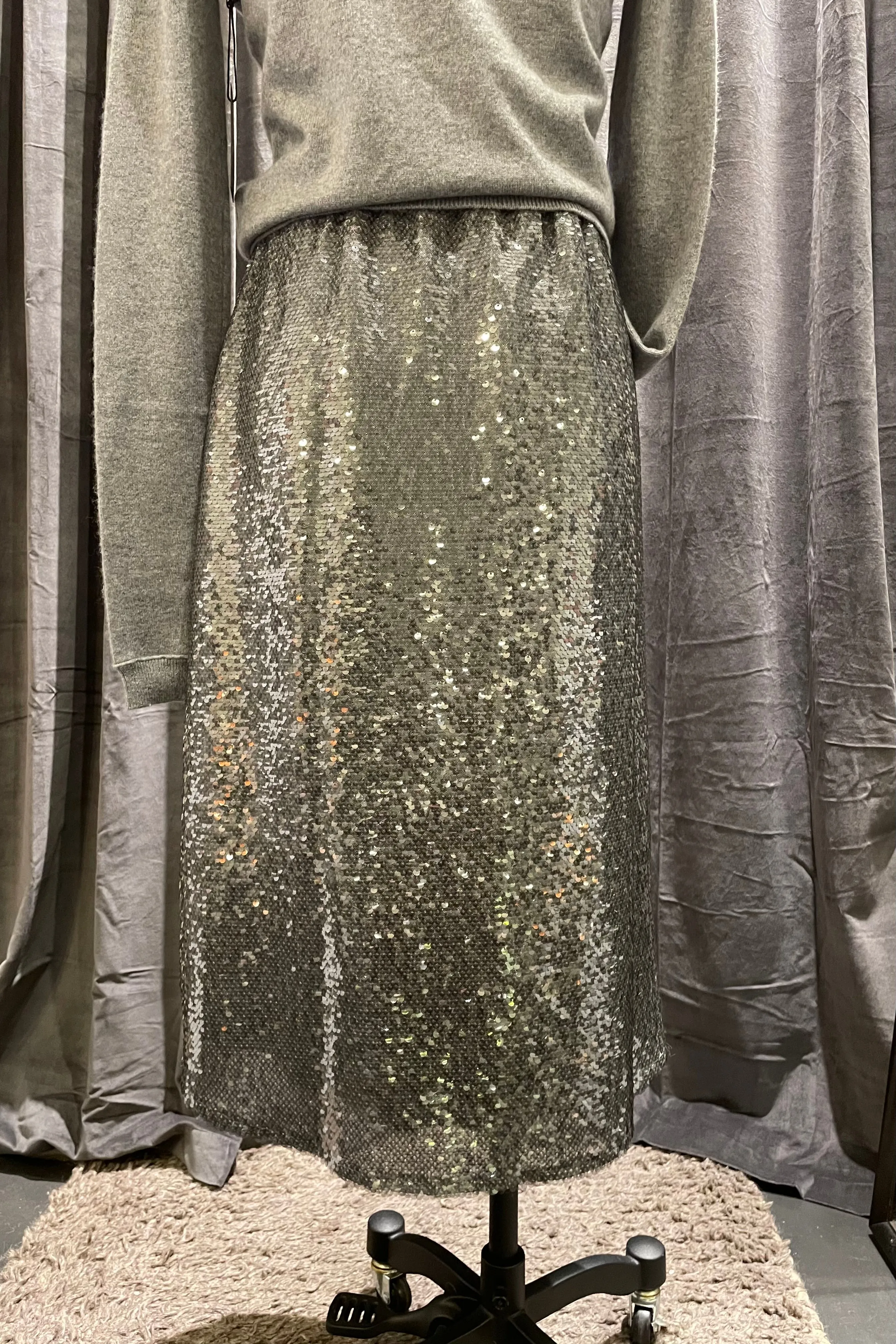 Steel Shimmer Sequin Skirt