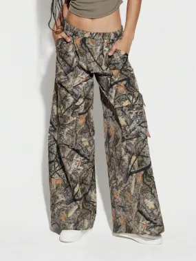 SUMWON WOMEN All Over Printed Nylon Cargo Pants