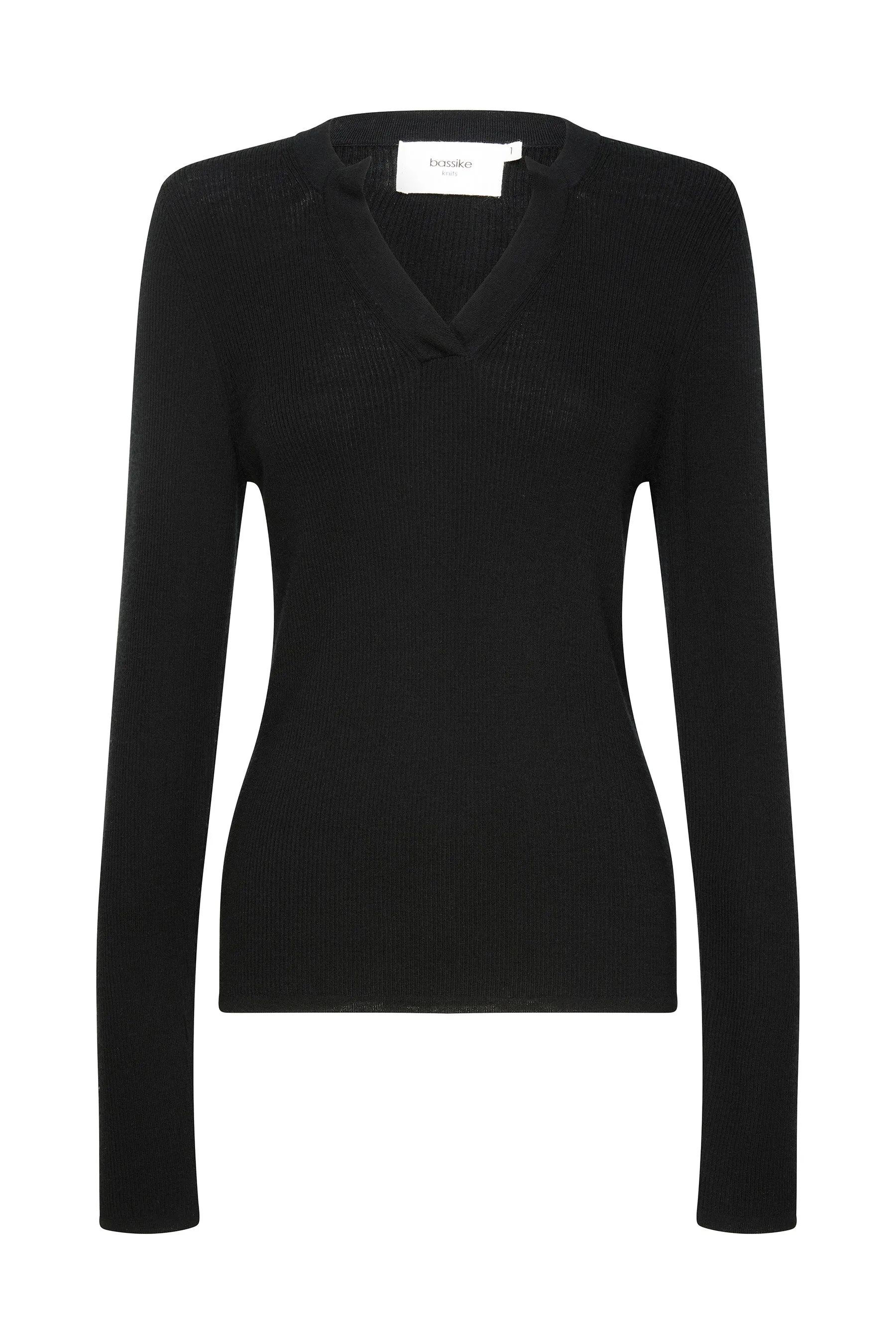 superfine rib v neck knit