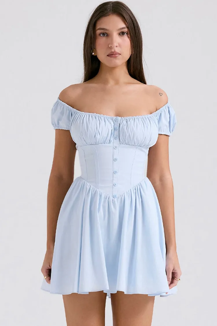 Sweet Scoop Neck Cap Sleeve Fit & Flare Corset Party Mini Dress