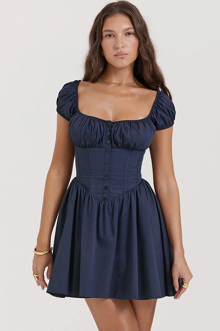 Sweet Scoop Neck Cap Sleeve Fit & Flare Corset Party Mini Dress