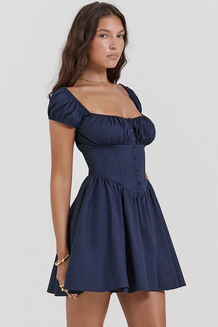 Sweet Scoop Neck Cap Sleeve Fit & Flare Corset Party Mini Dress