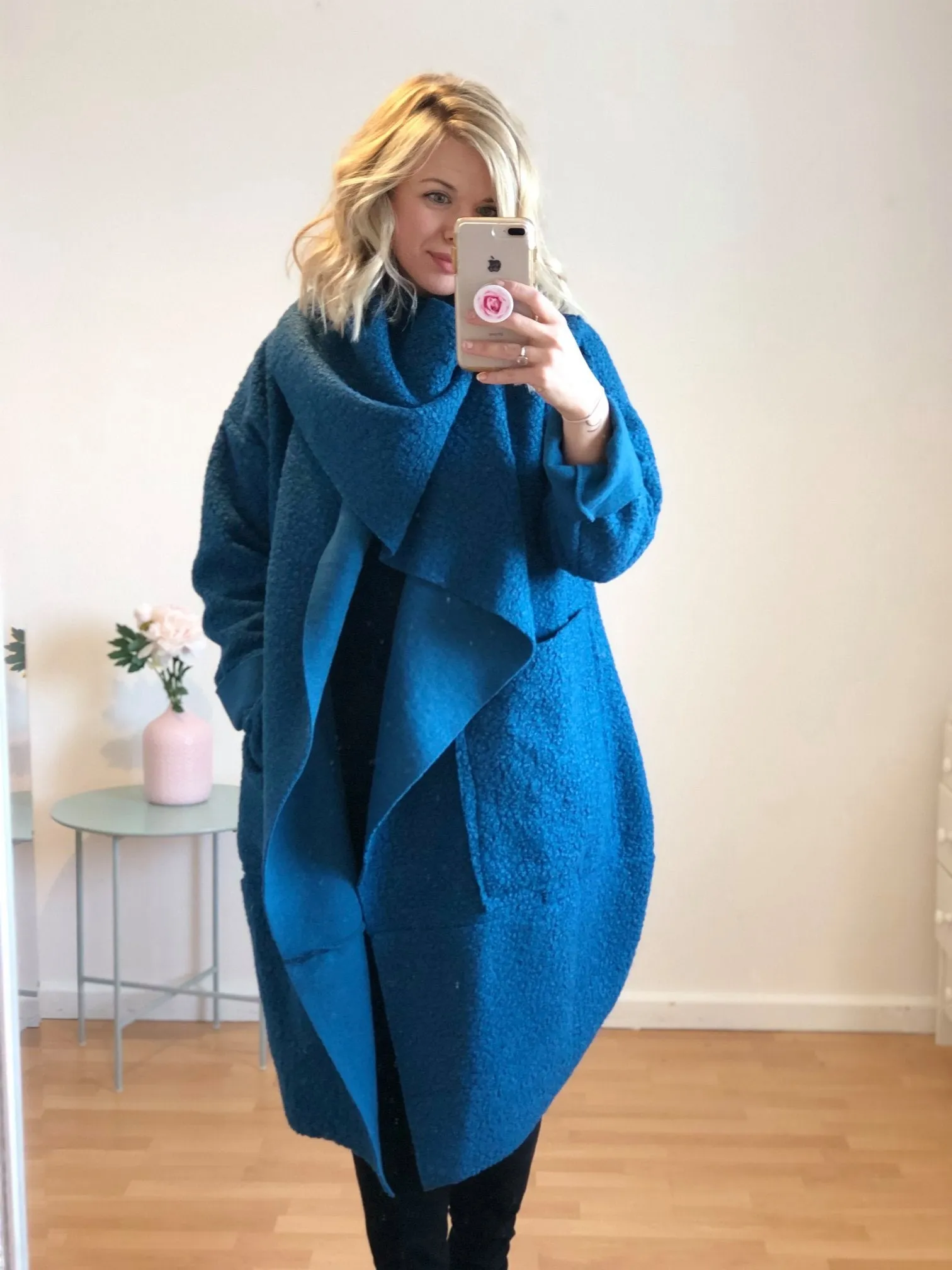 Teal Hudson Boucle Wrap Neck Teddy Coat