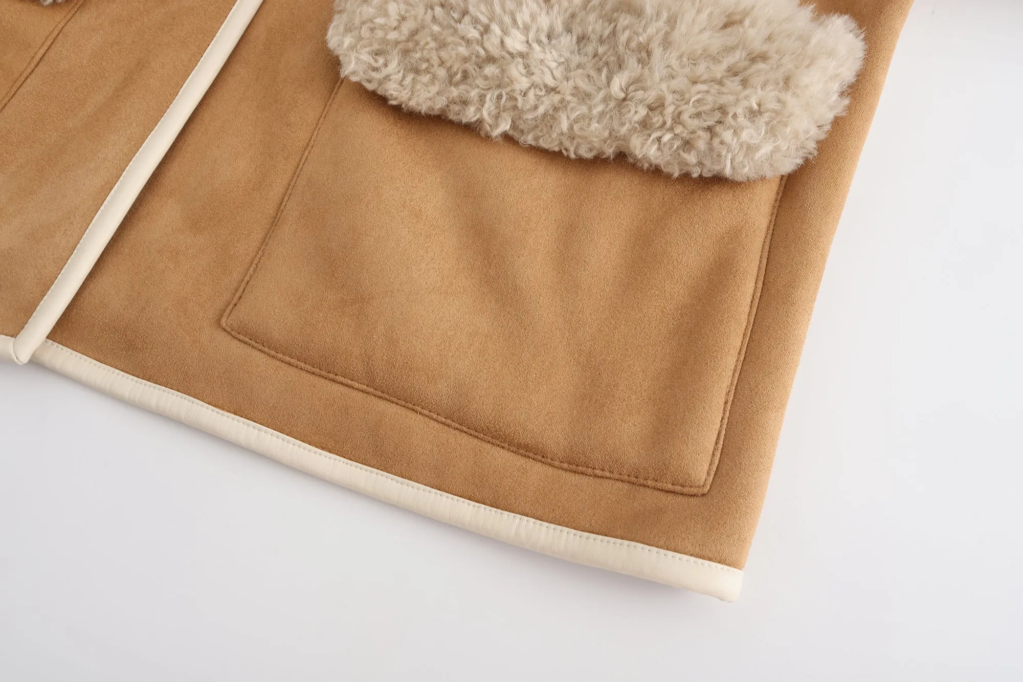 Teddy Shearling Cape Coat - Camel