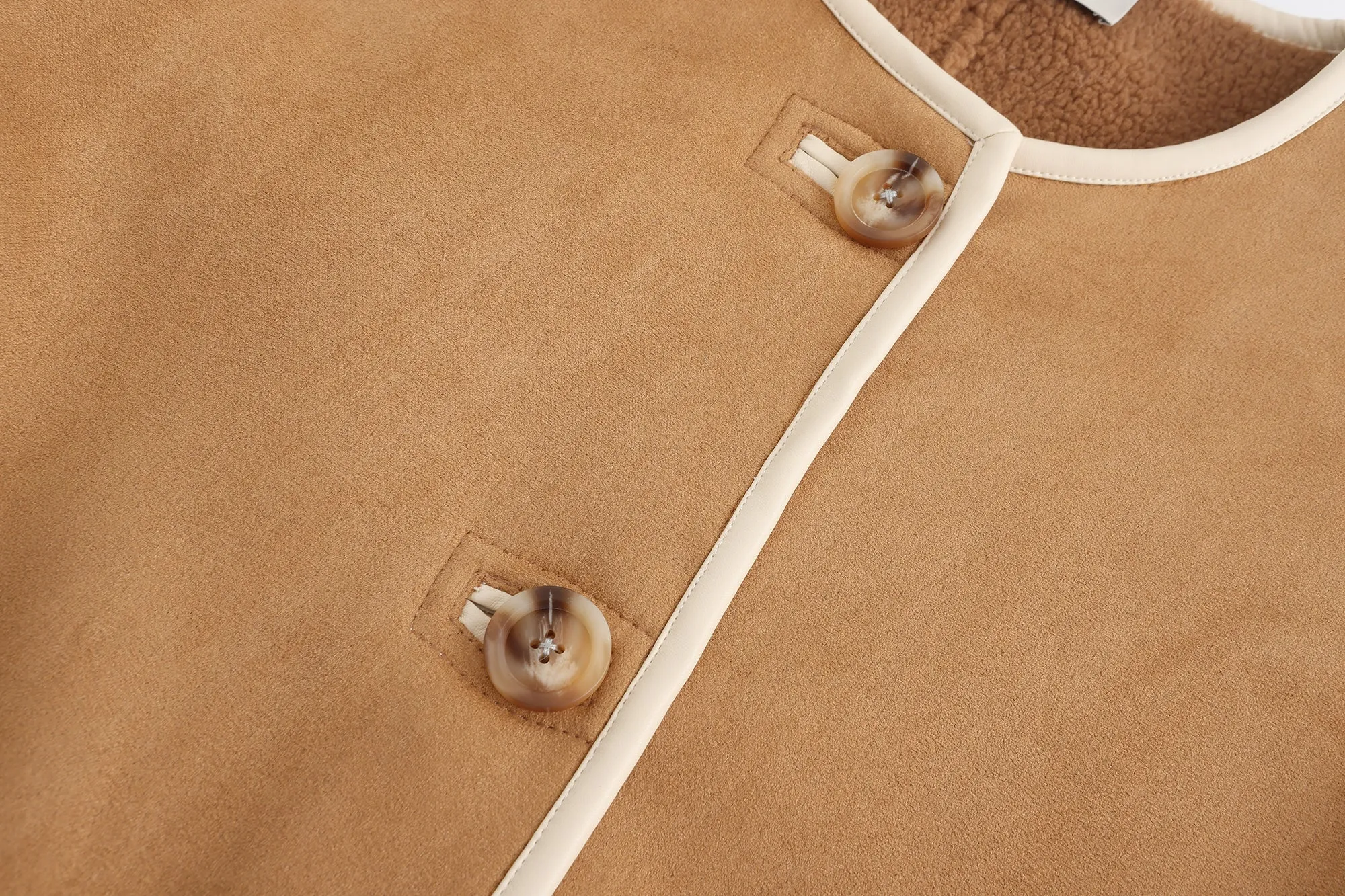 Teddy Shearling Cape Coat - Camel