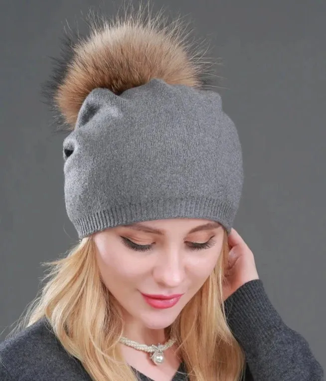 TEEK - Fluff Pompon Knitted Beanie