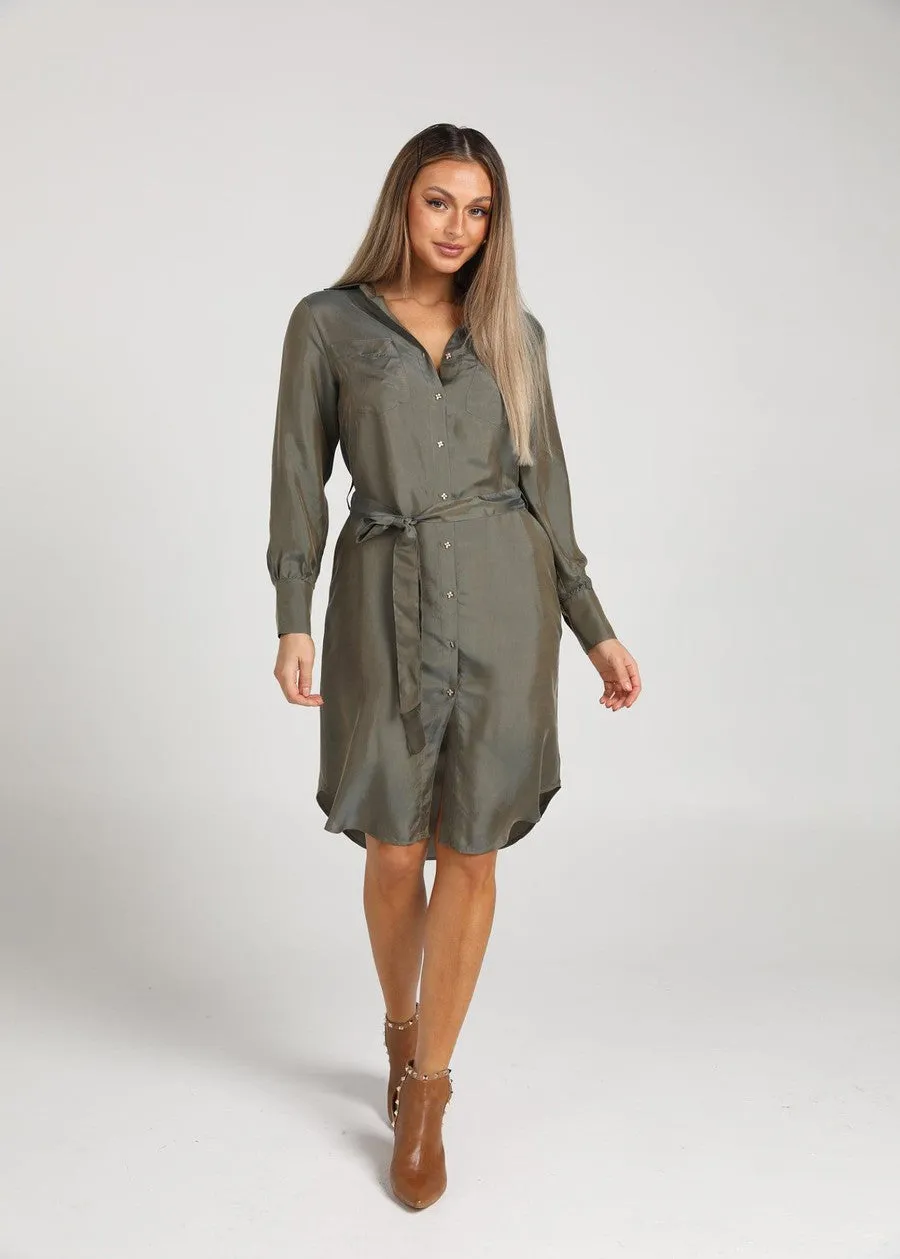 The Silk Long-sleeve Shirt Dress