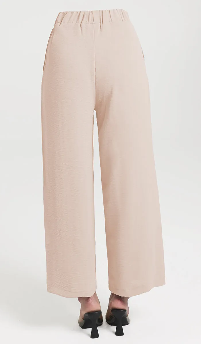 Tina Loose Stretch Wide Leg Pants - Vanilla