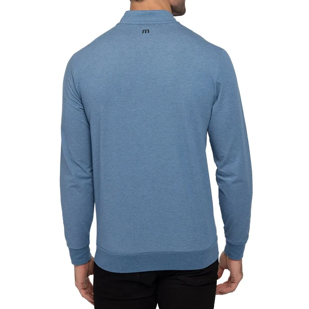 Travis Mathew Splash Of Colour 1/4 Zip Golf Mid-Layer - Heather Mid Blue