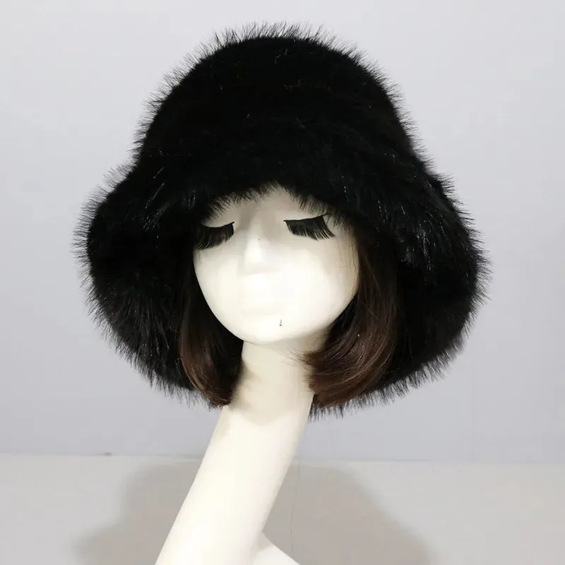 Trendy Winter Warm Faux Fur Bucket Hat