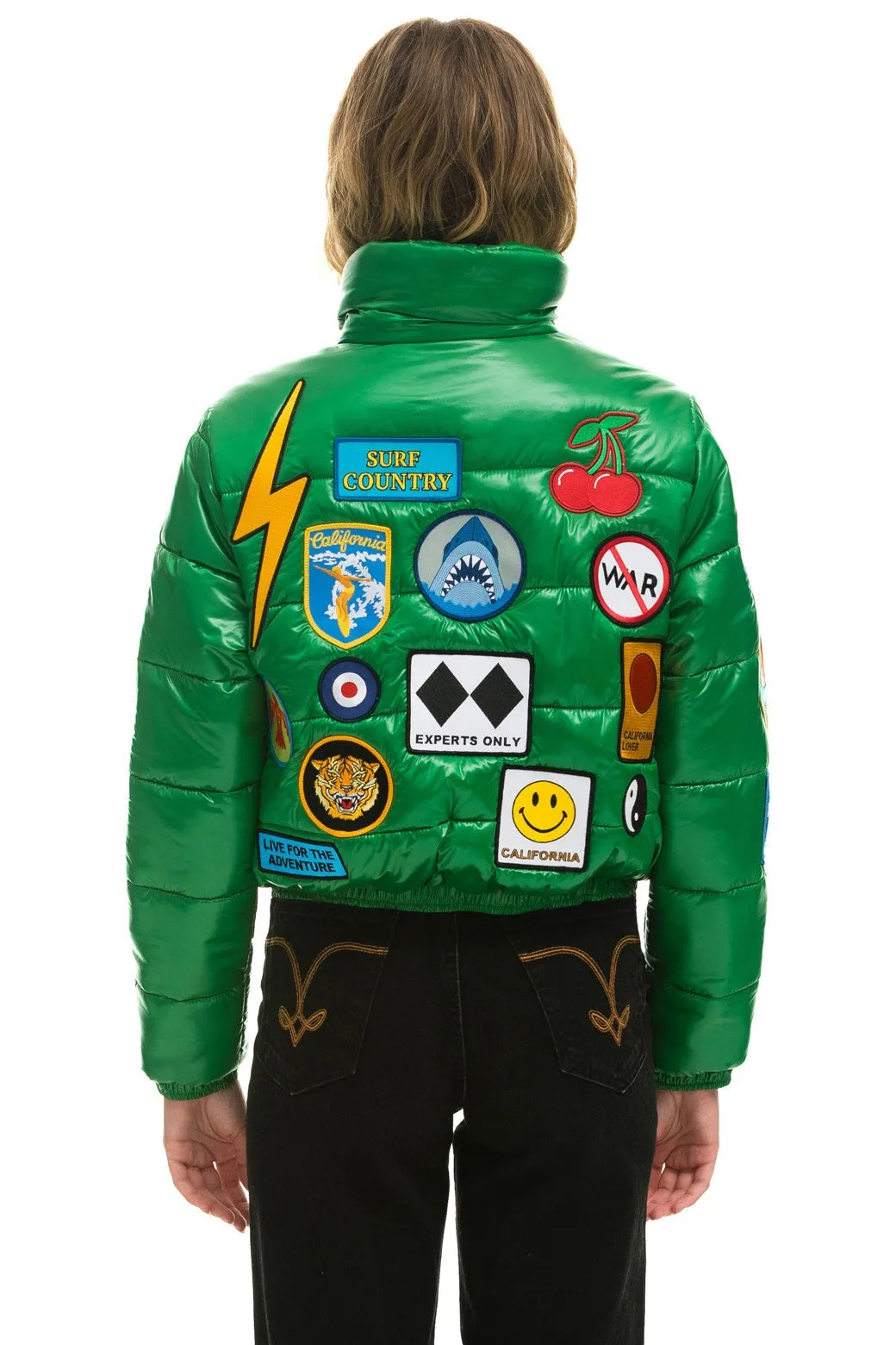 VINTAGE PATCH APRES PUFFER JACKET - AMAZON GLOSSY