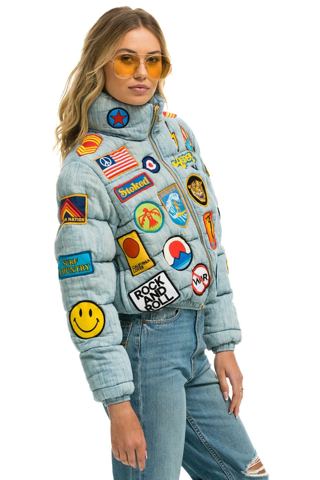 VINTAGE PATCH DENIM APRES PUFFER JACKET - VINTAGE