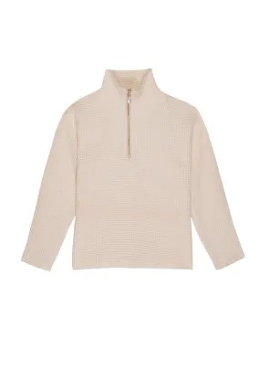 Waffle 1/2 Zip Pullover, Creme