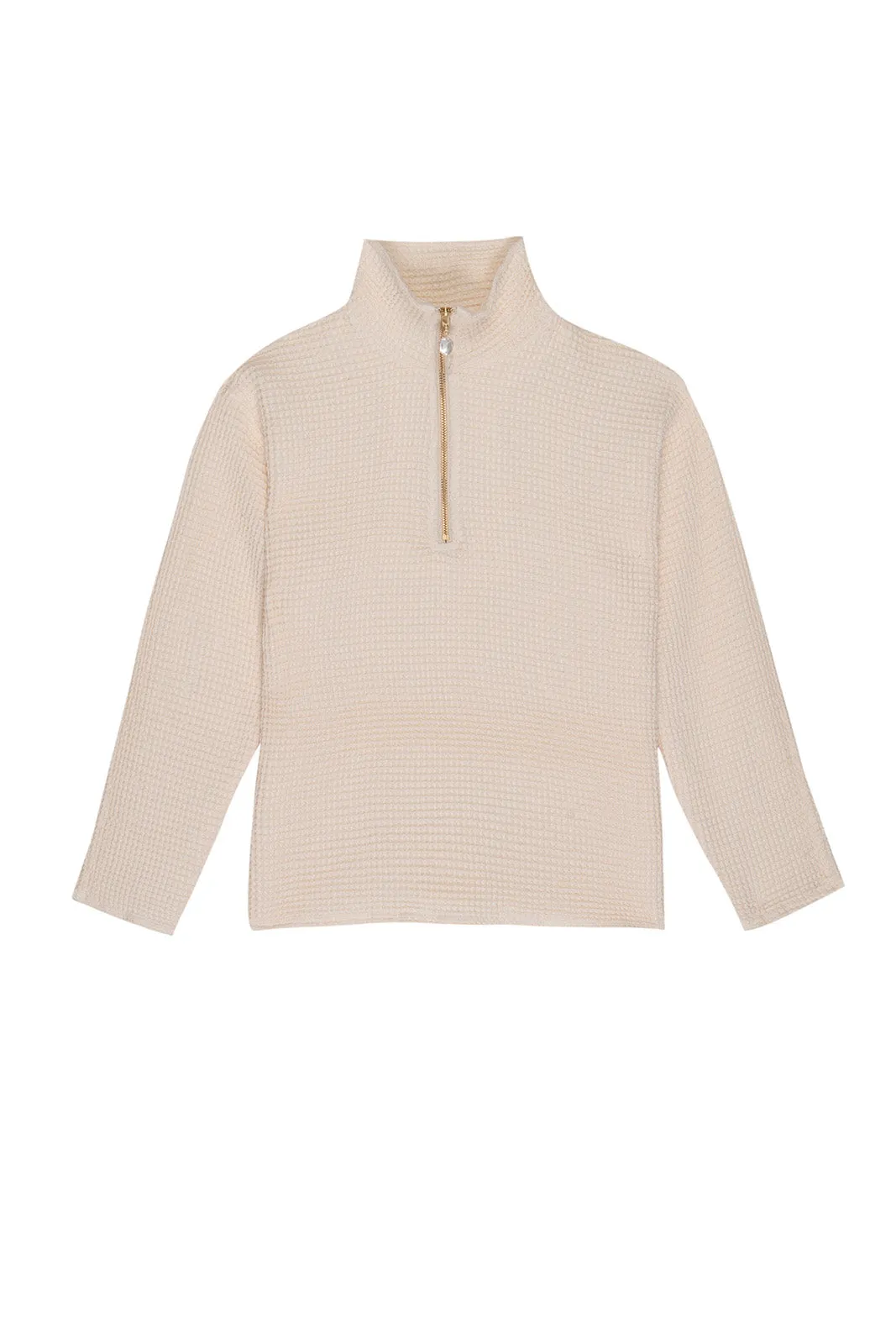 Waffle 1/2 Zip Pullover, Creme