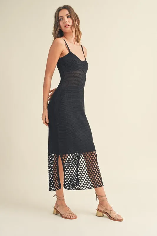 Waitlist 2/5 ♥ Jenny Sleeveless Crochet Midi Dress Black