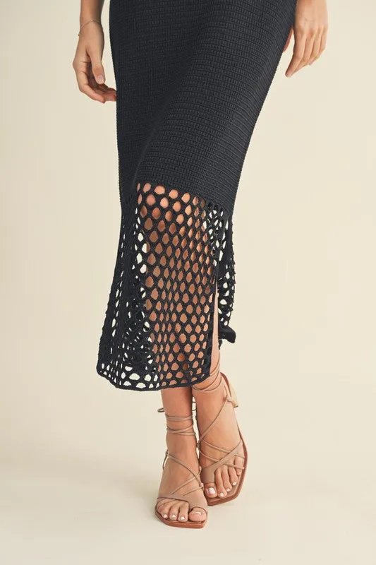 Waitlist 2/5 ♥ Jenny Sleeveless Crochet Midi Dress Black