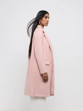 Wardrobe Dusty Pink Faux-Suede Long Coat