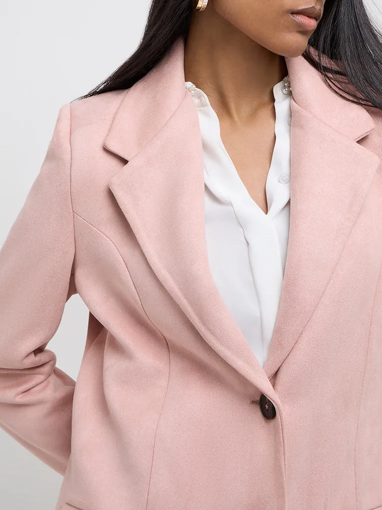 Wardrobe Dusty Pink Faux-Suede Long Coat