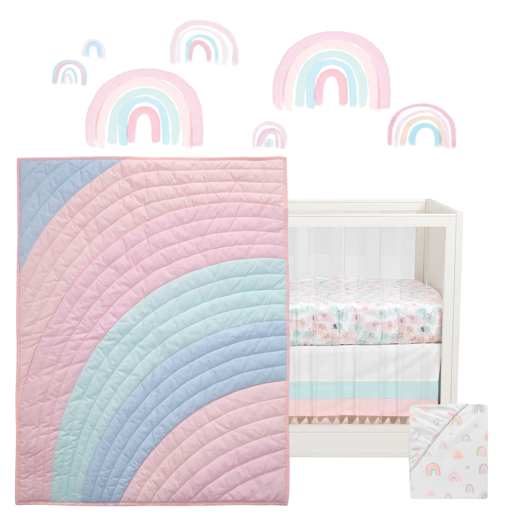 Watercolor Pastel 5-Piece Crib Bedding Set