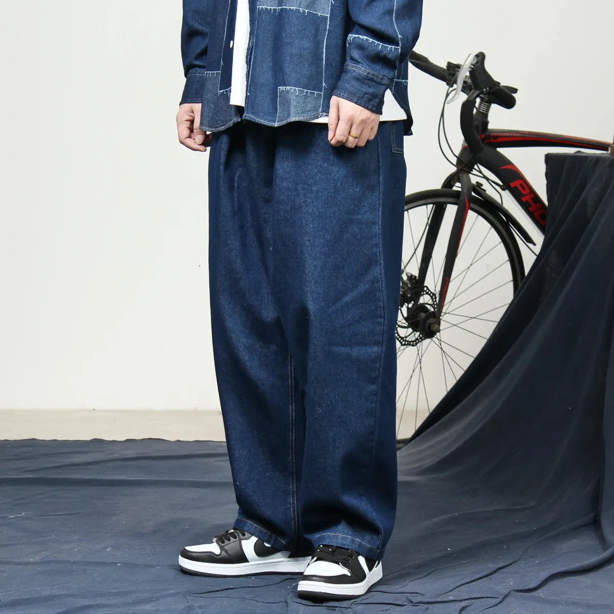 Wiaofellas  -  Japan fashion Retro Washed Baggy jeans Harem Pants Men's Straight Pants Hip Hop Hip-hop Denim Cargo Pants Wide Leg Pants Fashion