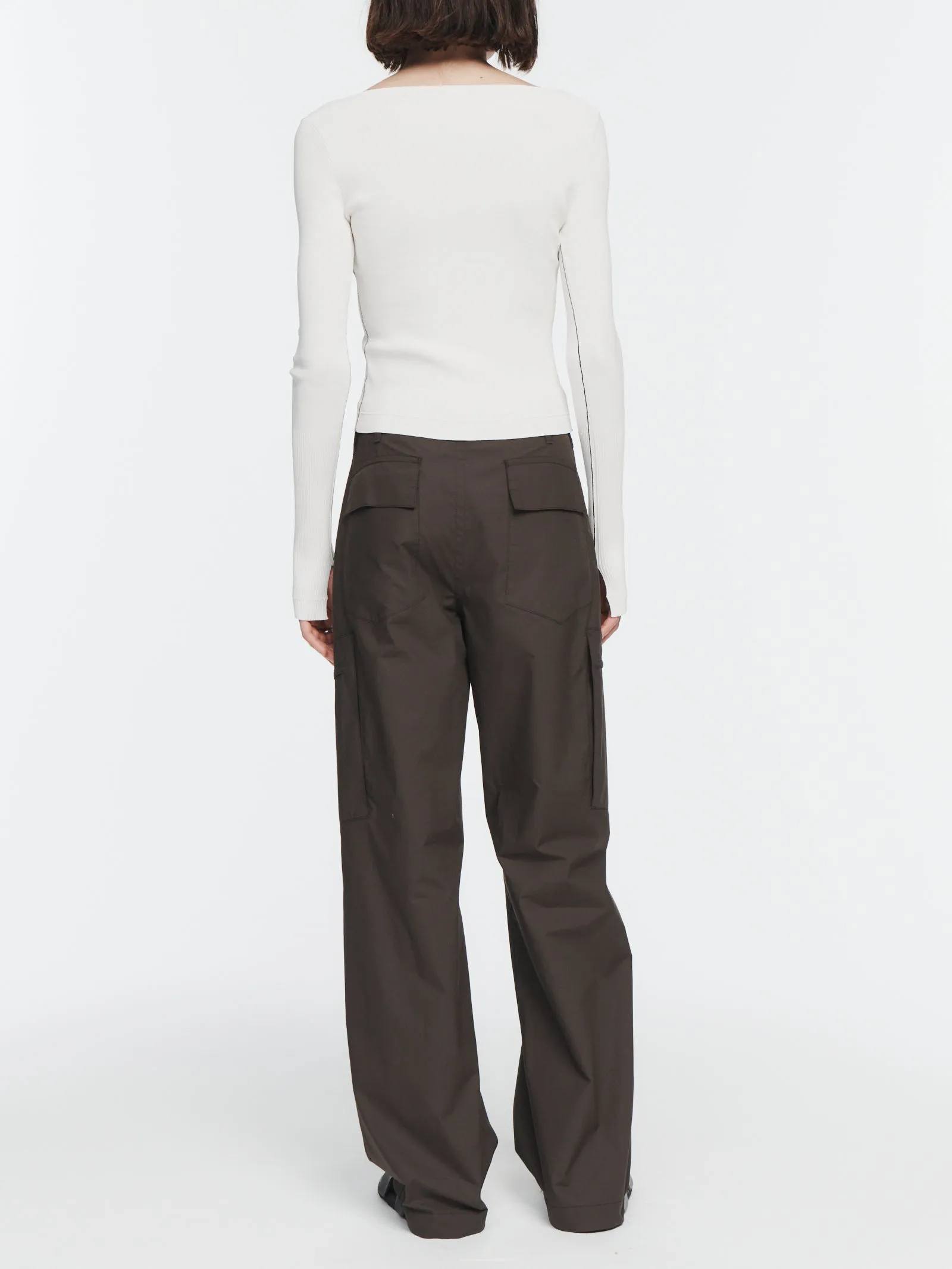 Wide Leg Cargo Pants in Chocolate Brown