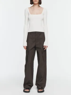 Wide Leg Cargo Pants in Chocolate Brown