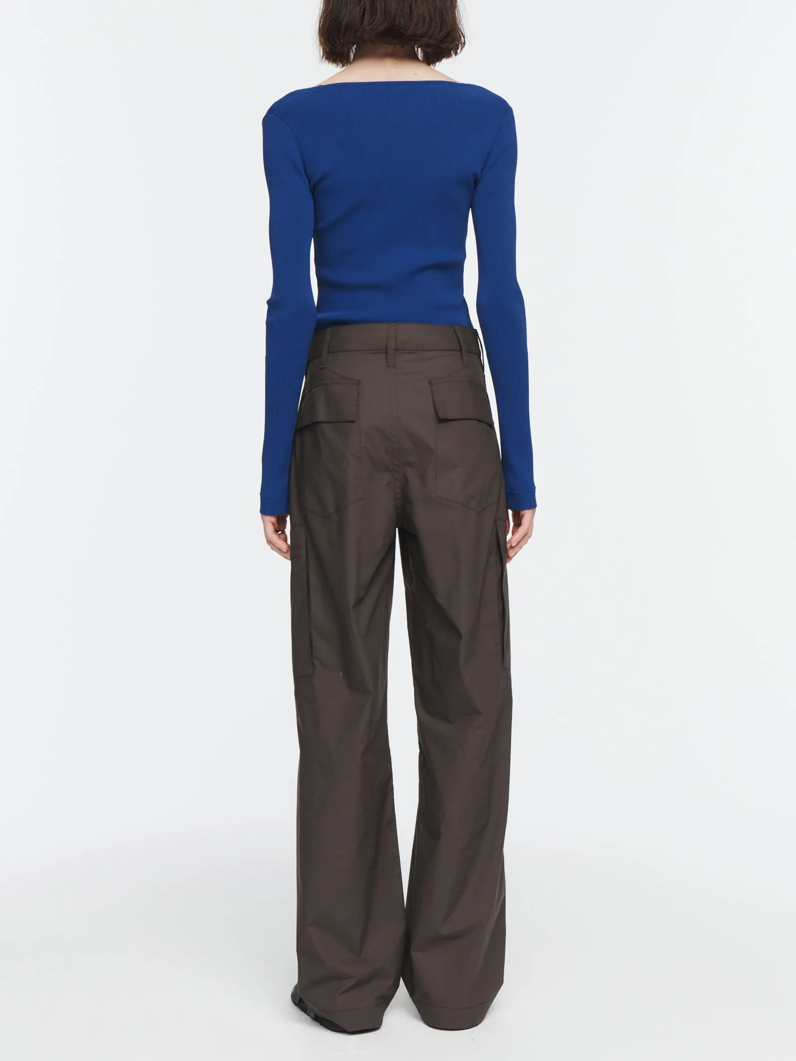 Wide Leg Cargo Pants in Chocolate Brown