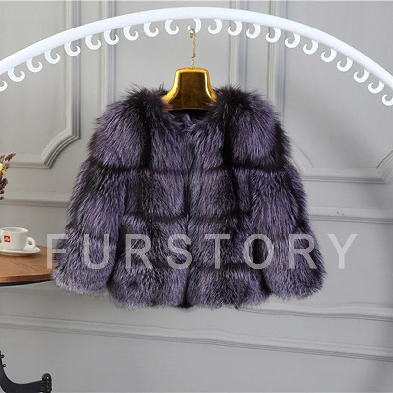 Women's Genuine Short Fox Fur Coat Women Warm Winter jacket Women 161105