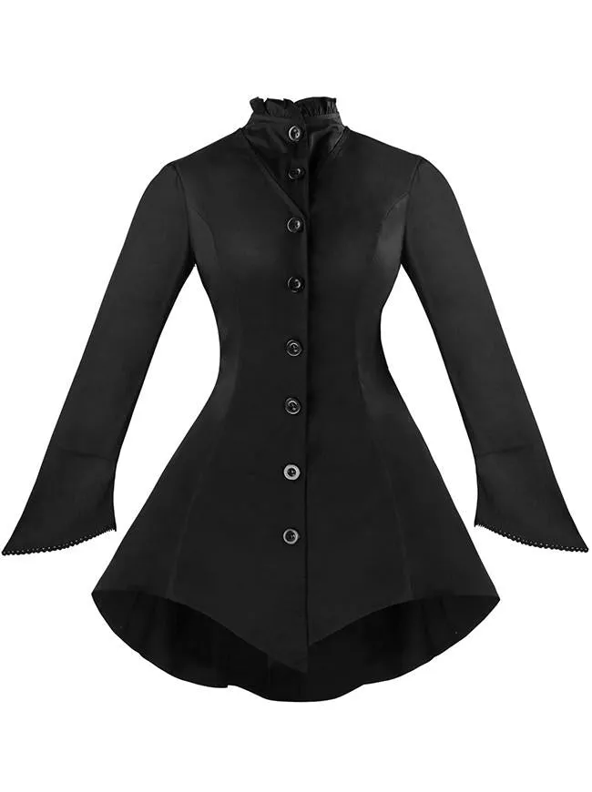 Women's Gothic Vintage High Neck Long Sleeve Button Down Jacket Coat