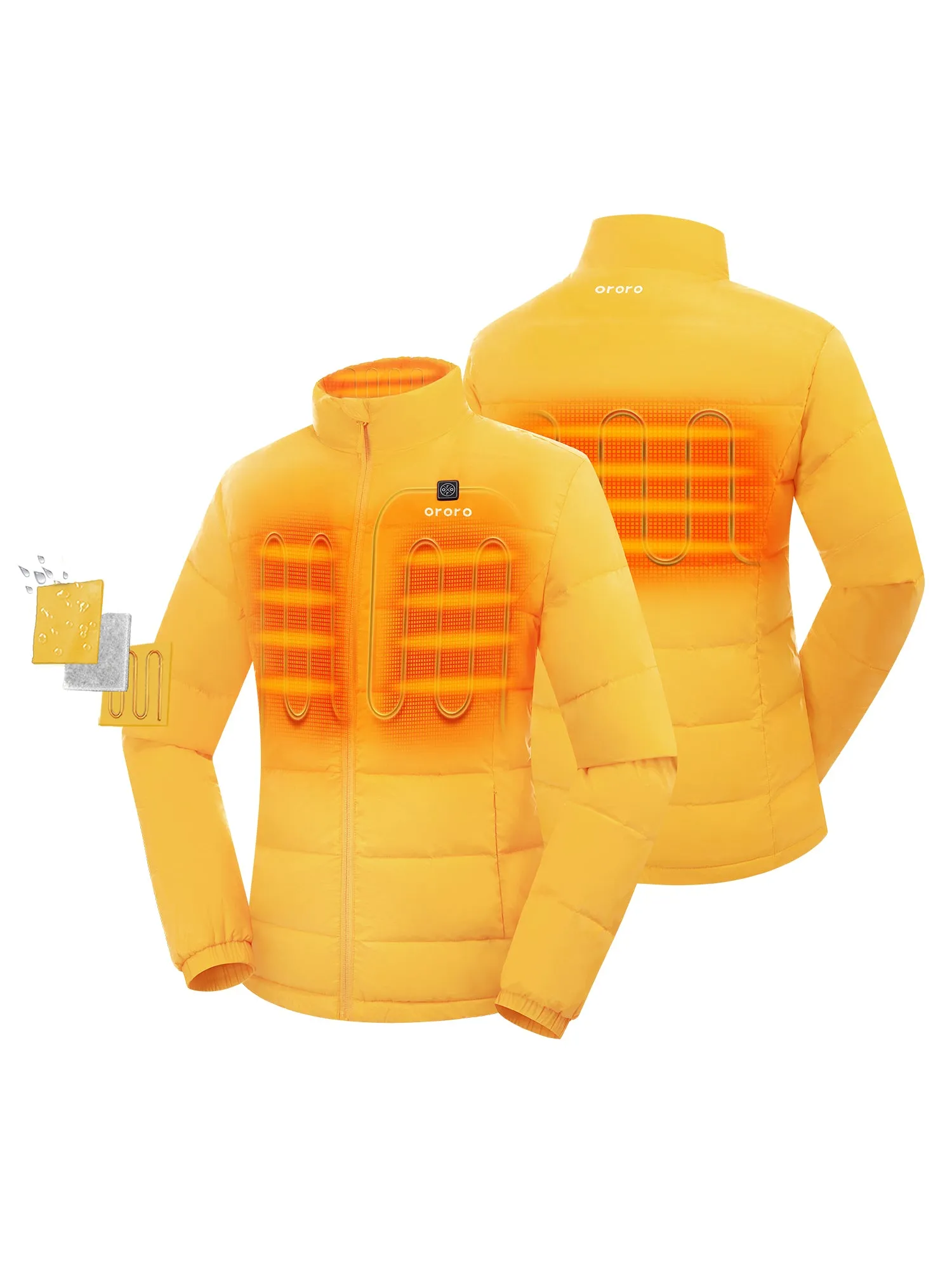 Women’s Heated Puffer Jacket - Black/Yellow