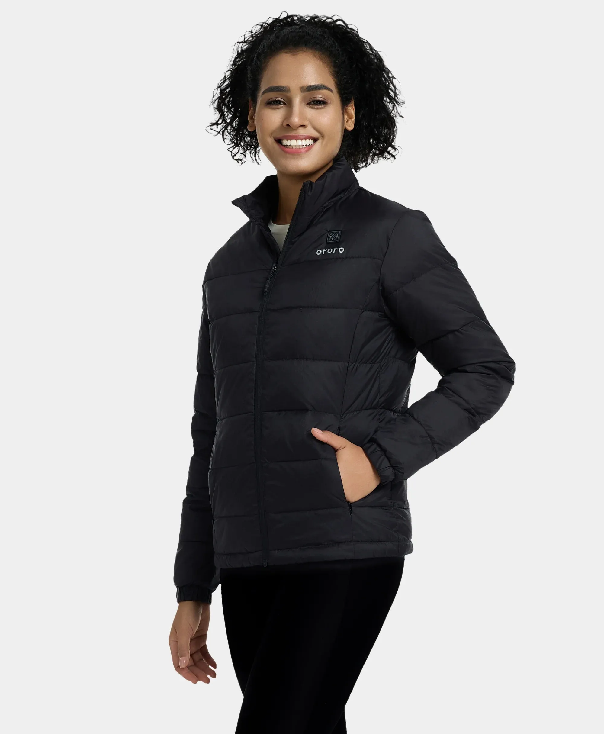 Women’s Heated Puffer Jacket - Black/Yellow