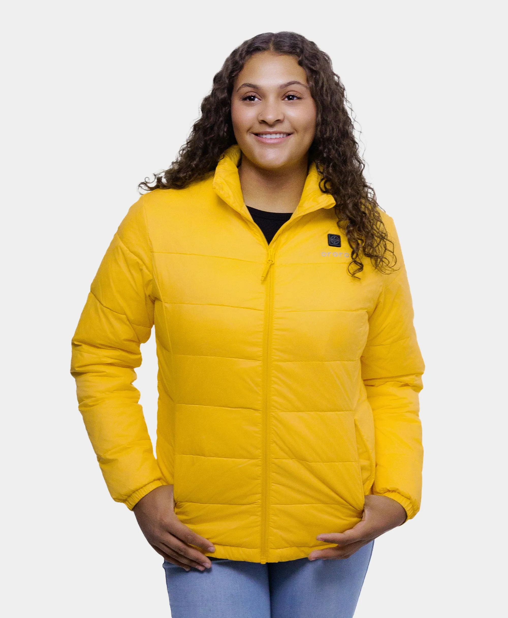 Women’s Heated Puffer Jacket - Black/Yellow