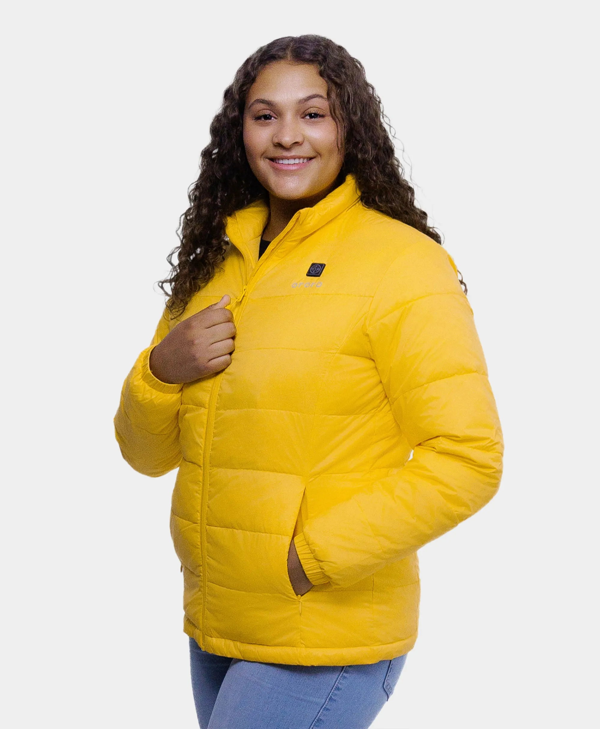 Women’s Heated Puffer Jacket - Black/Yellow