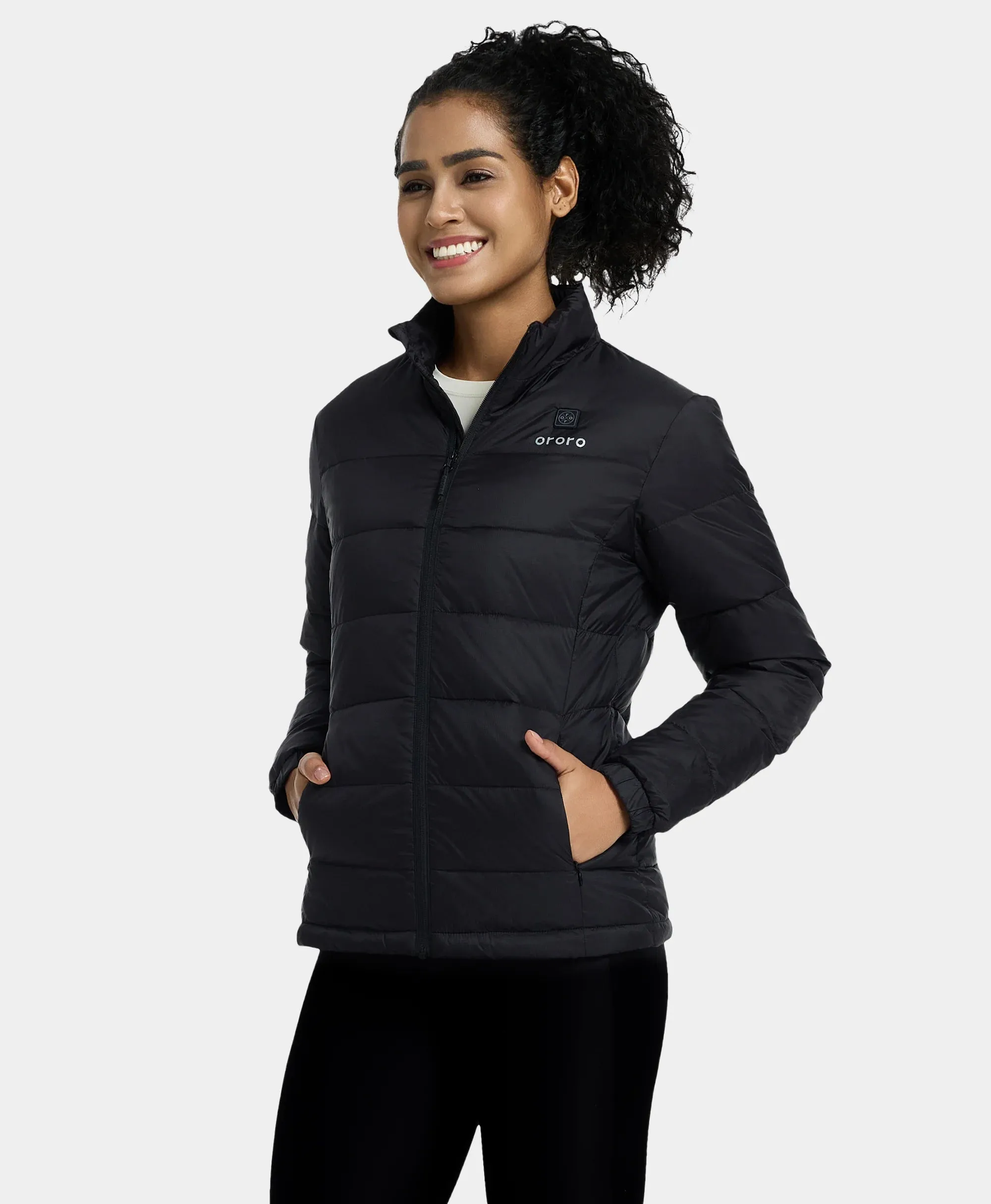 Women’s Heated Puffer Jacket - Black/Yellow