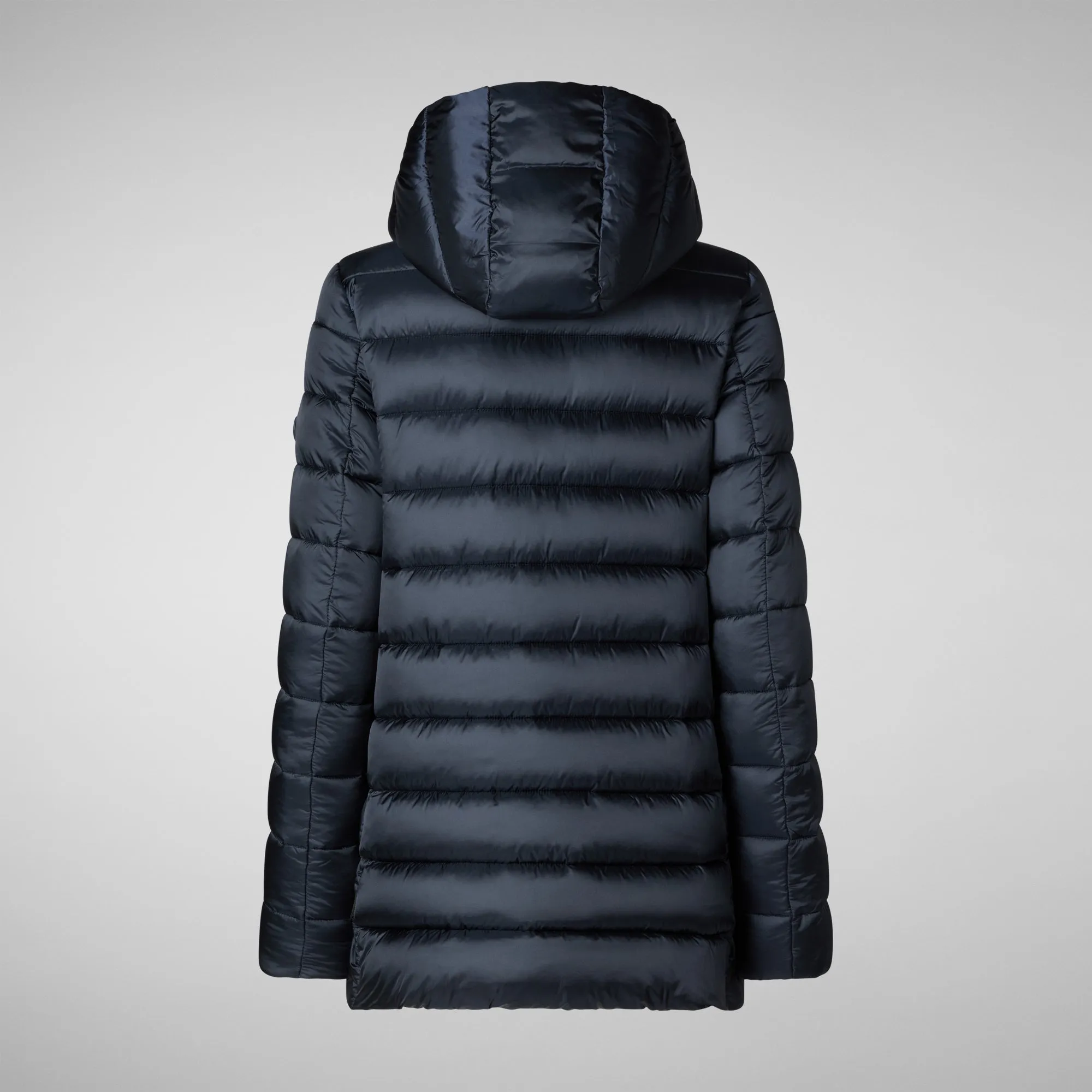 Women's Hooded Animal free Puffer Coat Drimia in Blue Black