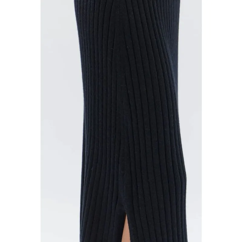 Wool Cashmere Rib Skirt | Black