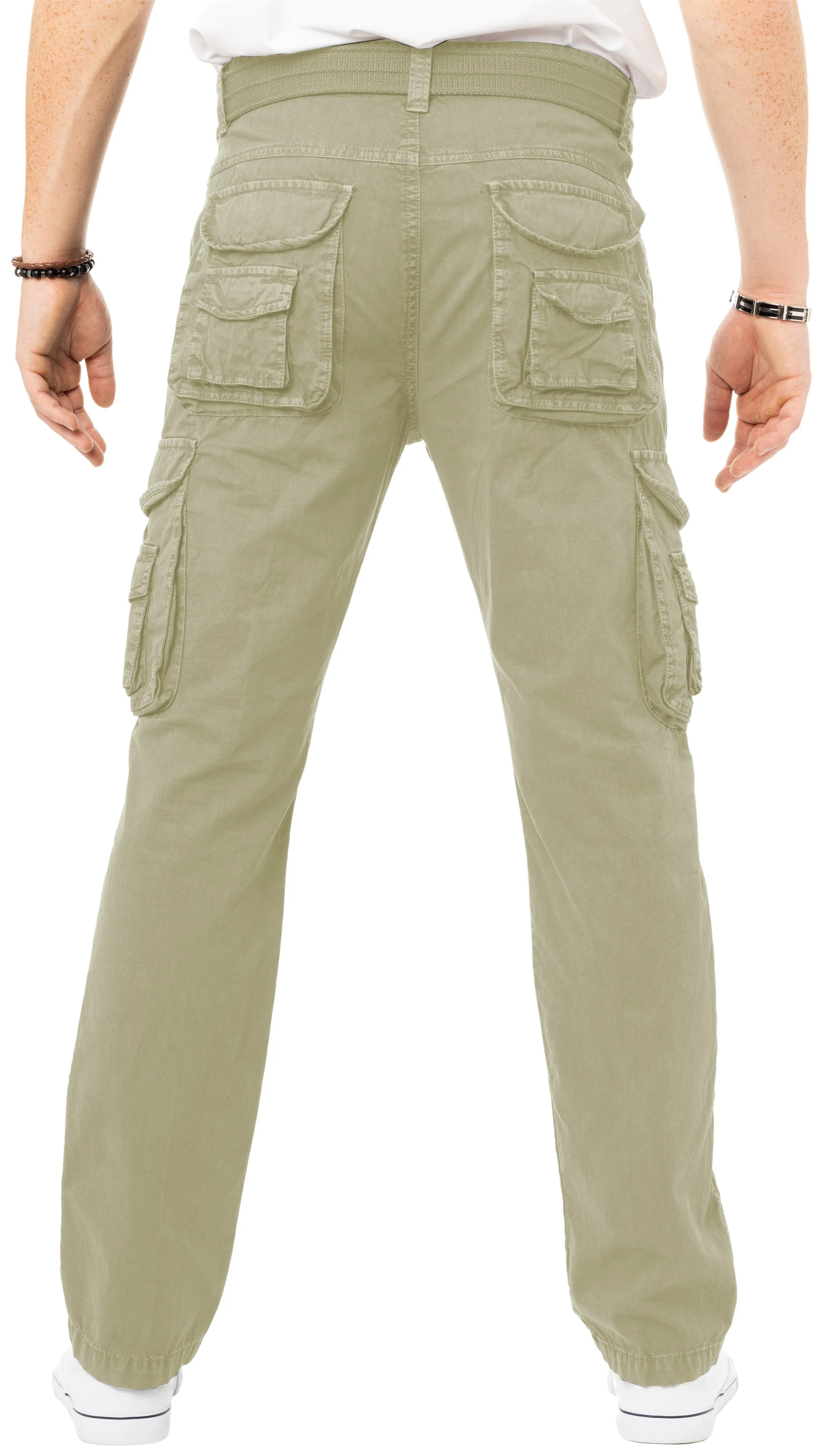 X RAY Men's Belted Classic Fit Cotton Cargo Pants