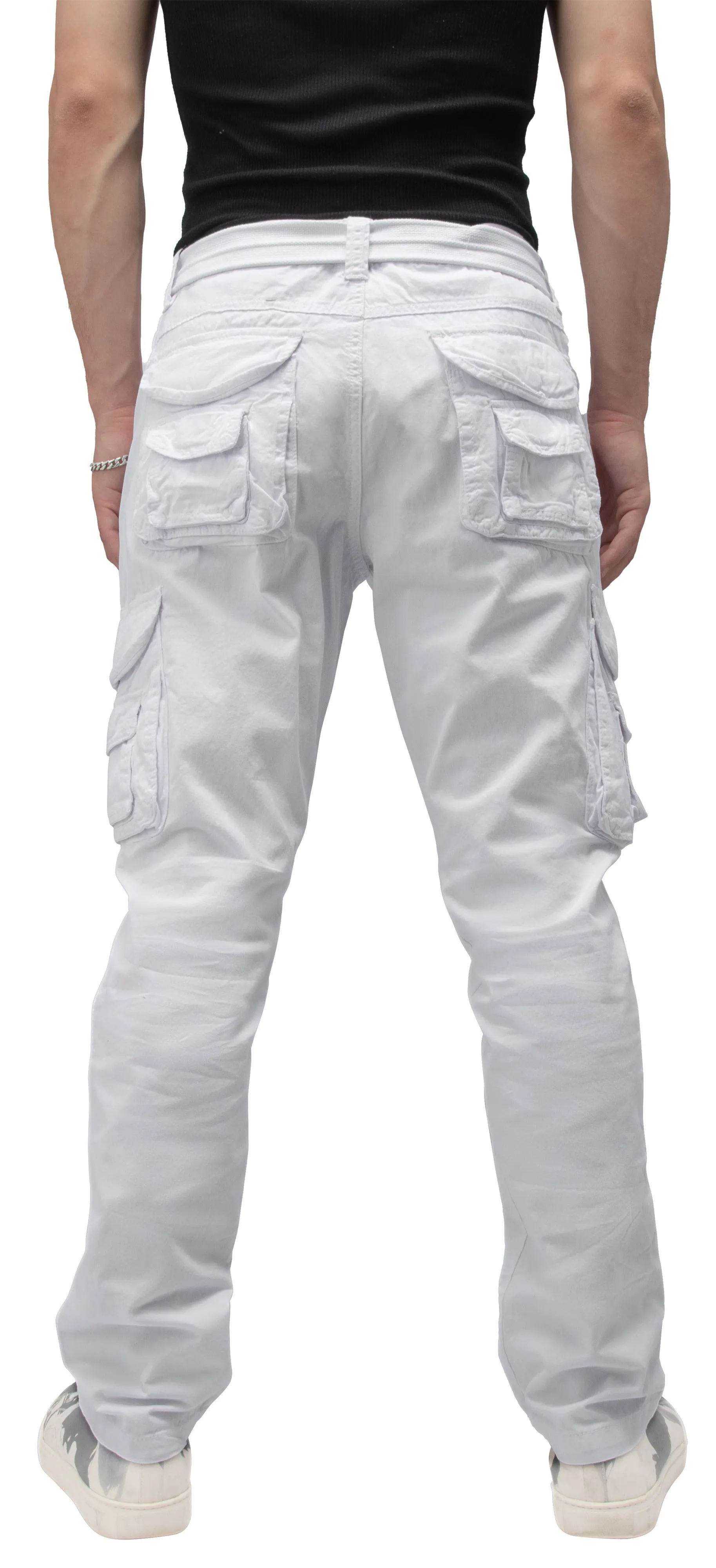 X RAY Men's Belted Classic Fit Cotton Cargo Pants