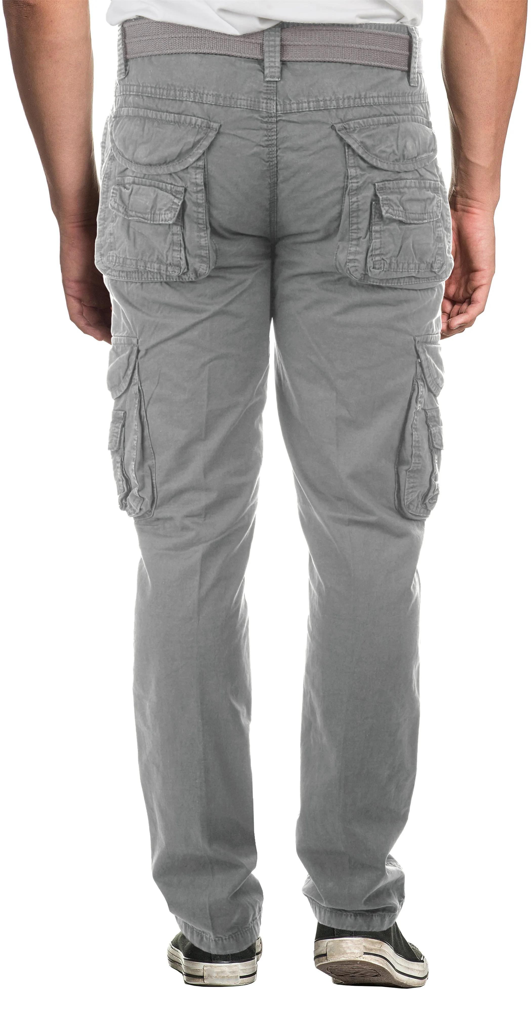 X RAY Men's Belted Classic Fit Cotton Cargo Pants