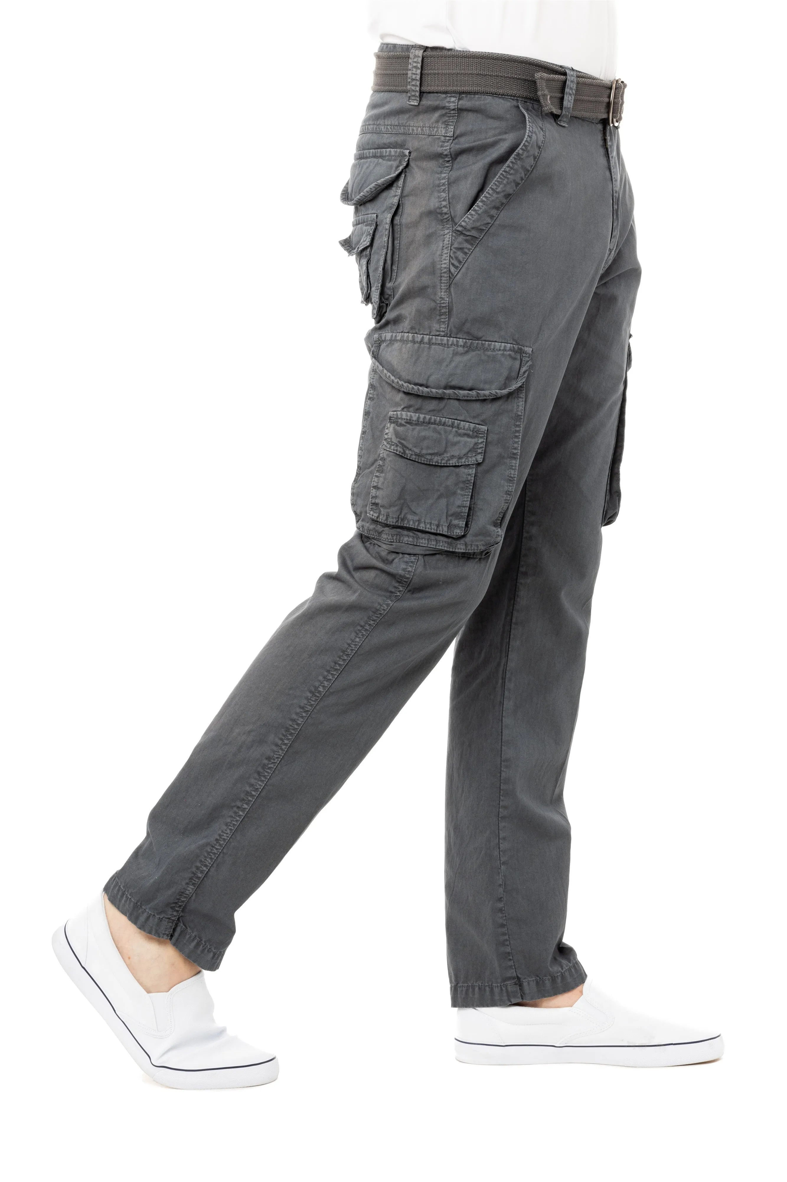 X RAY Men's Belted Classic Fit Cotton Cargo Pants