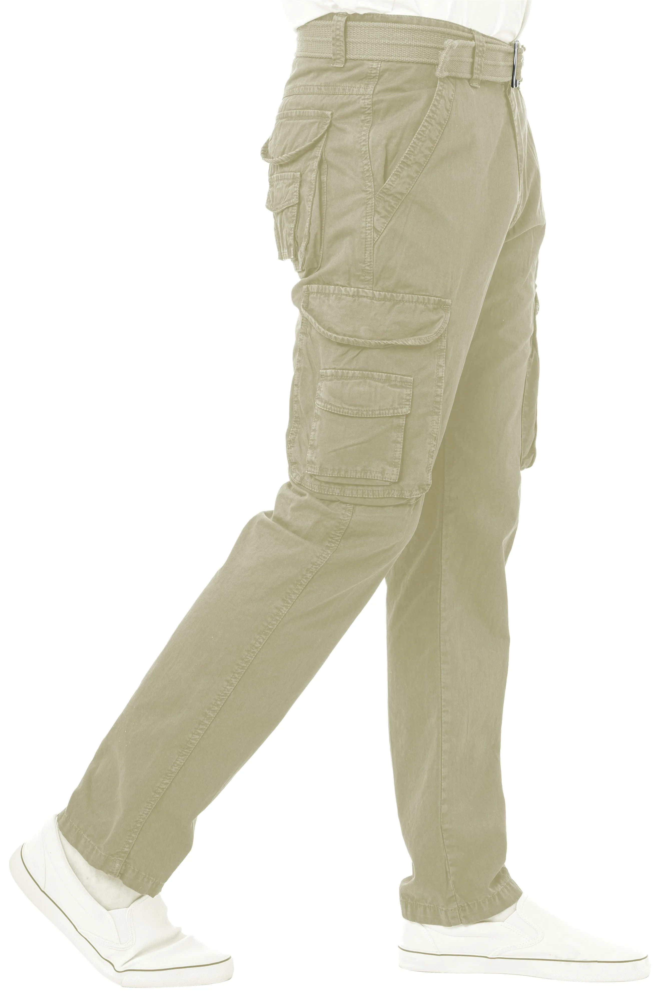 X RAY Men's Belted Classic Fit Cotton Cargo Pants