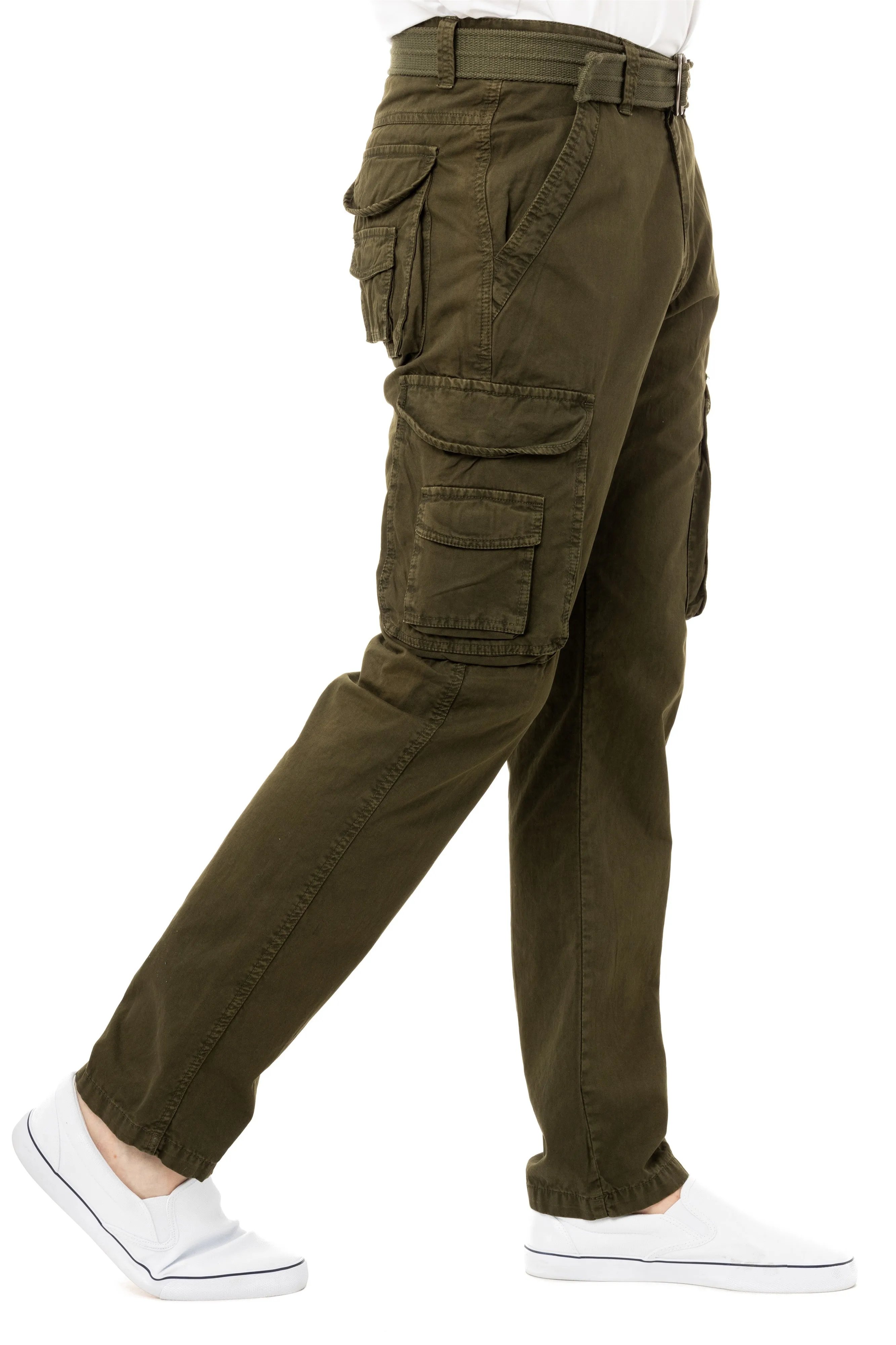 X RAY Men's Belted Classic Fit Cotton Cargo Pants