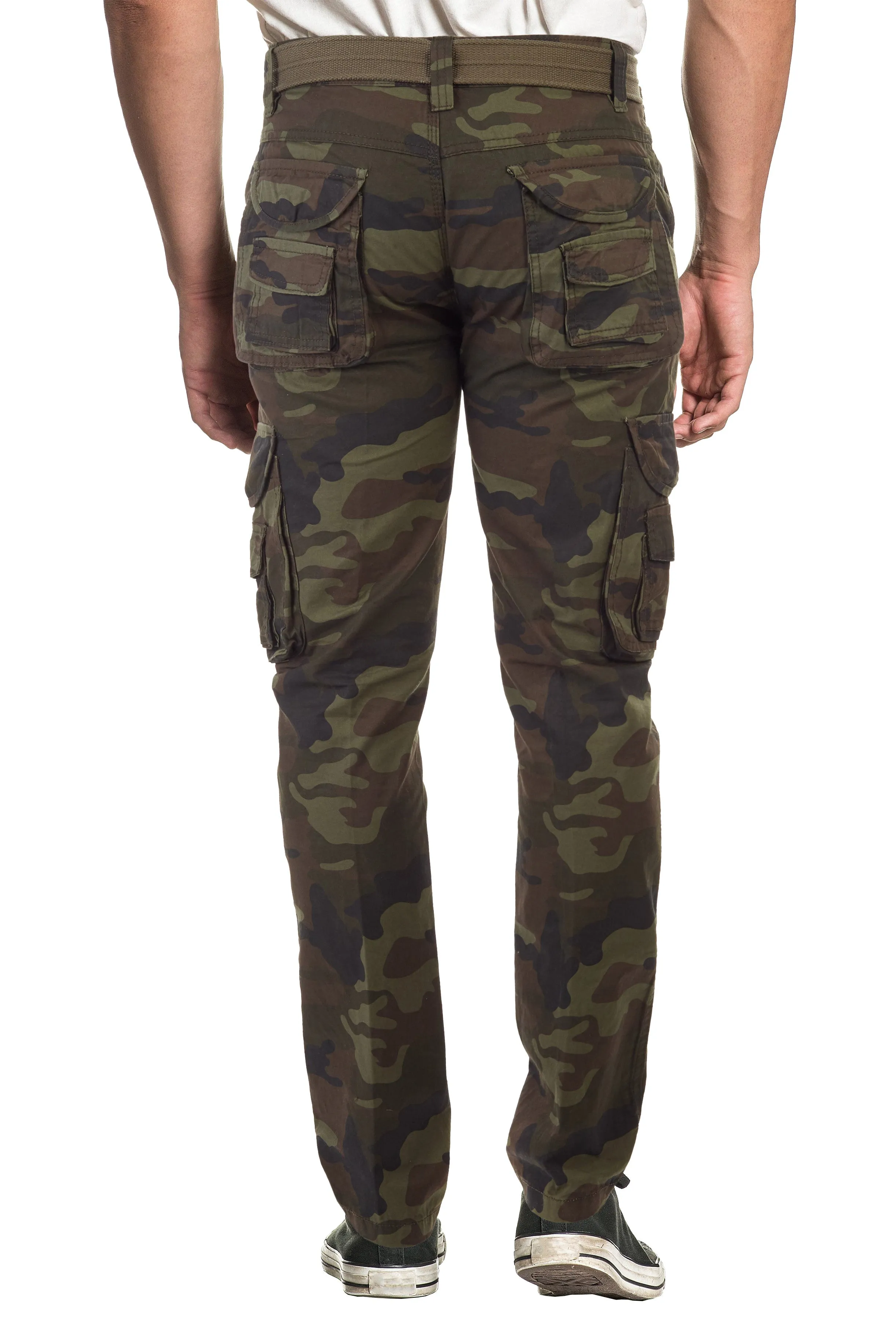 X RAY Men's Belted Classic Fit Cotton Cargo Pants