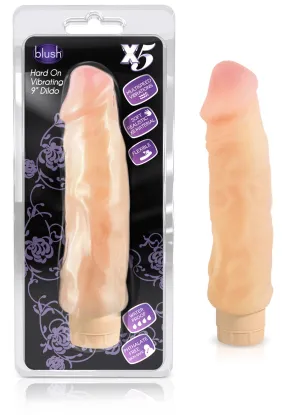 X5 9in Hard On Vibrator Dildo Natural